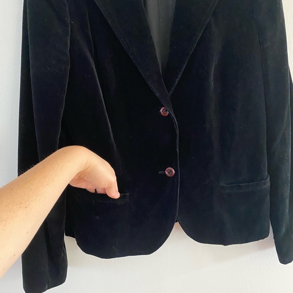 Vintage 60s/70s Black Velvet Cotton Blazer - Made in Canada - Picture 4 of 6